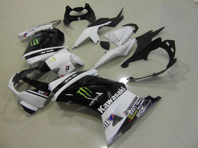 Loja Abs Kits Carenagem Moto Kawasaki ZX 250R 08-12 - Preto Branco Monster Loja Abs Kits Carenagem Moto Kawasaki ZX 250R 08-12 - Preto Branco Monster