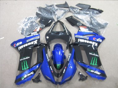 Loja Abs Moto Plásticos Kawasaki ZX6R 07-08 - Preto Azul Verde Monster
