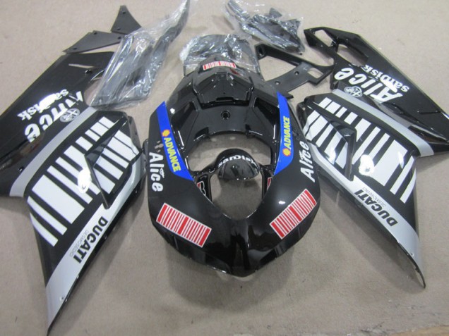 Loja Carenagem Moto Ducati 1098 07-14 - Preto Branco Avanço Alice Loja Carenagem Moto Ducati 1098 07-14 - Preto Branco Avanço Alice