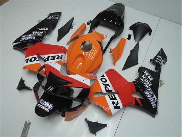 Loja Carenagem Moto Honda CBR 600RR 03-04 - Laranja Vermelho Preto Repsol
