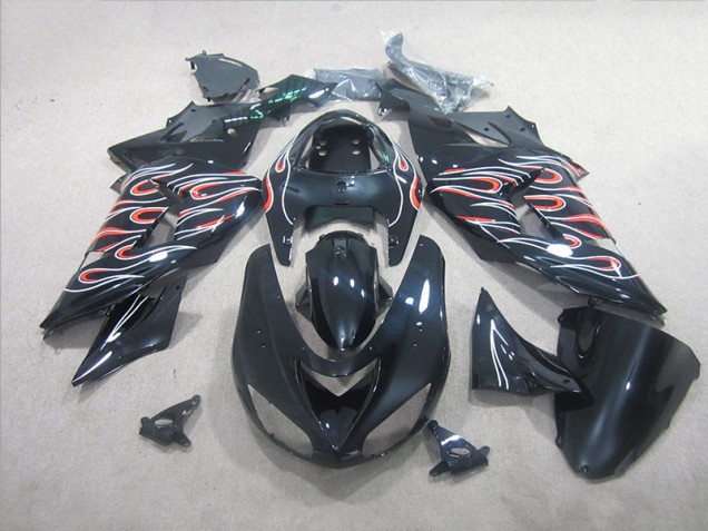 Loja Carenagem Moto Kawasaki ZX10R 06-07 - Preto Branco Vermelho Chama Loja Carenagem Moto Kawasaki ZX10R 06-07 - Preto Branco Vermelho Chama