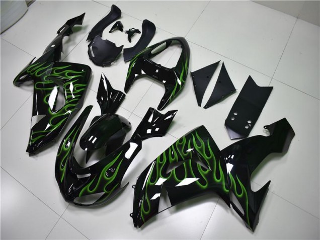 Loja Carenagem Moto Kawasaki ZX10R 06-07 - Preto Verde Chama Loja Carenagem Moto Kawasaki ZX10R 06-07 - Preto Verde Chama