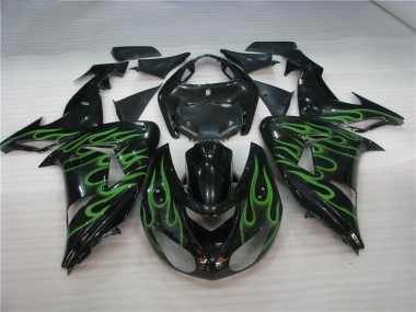 Loja Carenagem Moto Kawasaki ZX10R 06-07 - Preto Verde Chama