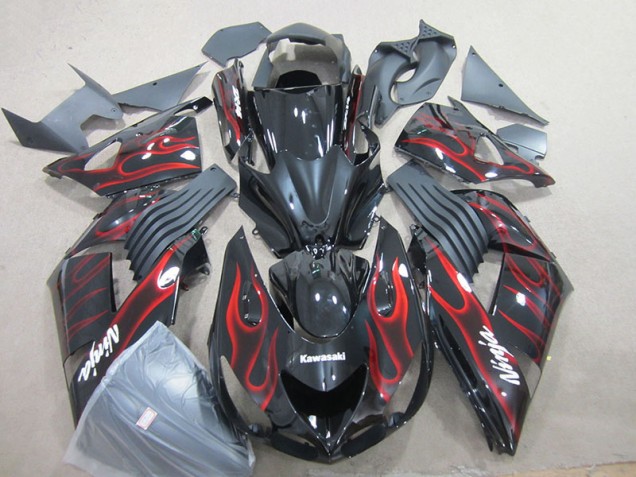 Loja Carenagem Moto Kawasaki ZX14R ZZR 1400 06-11 - Preto Vermelho Chama Ninja Loja Carenagem Moto Kawasaki ZX14R ZZR 1400 06-11 - Preto Vermelho Chama Ninja