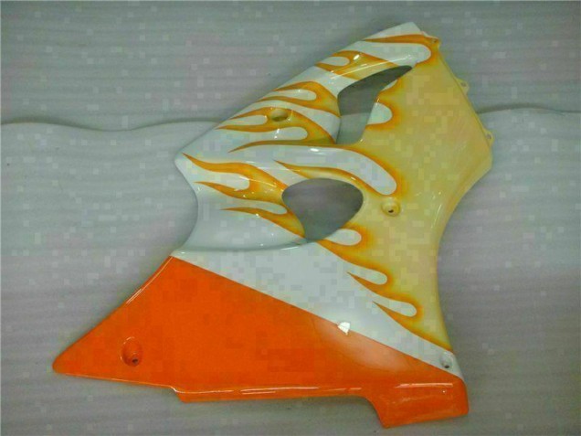 Loja Carenagem Moto Kawasaki ZX6R 00-02 - Branco Amarelo Chama Loja Carenagem Moto Kawasaki ZX6R 00-02 - Branco Amarelo Chama