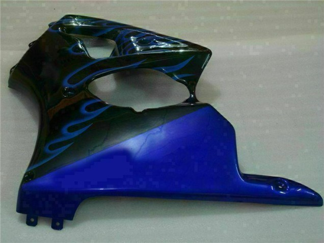 Loja Carenagem Moto Kawasaki ZX6R 00-02 - Preto & Azul Chama Loja Carenagem Moto Kawasaki ZX6R 00-02 - Preto & Azul Chama