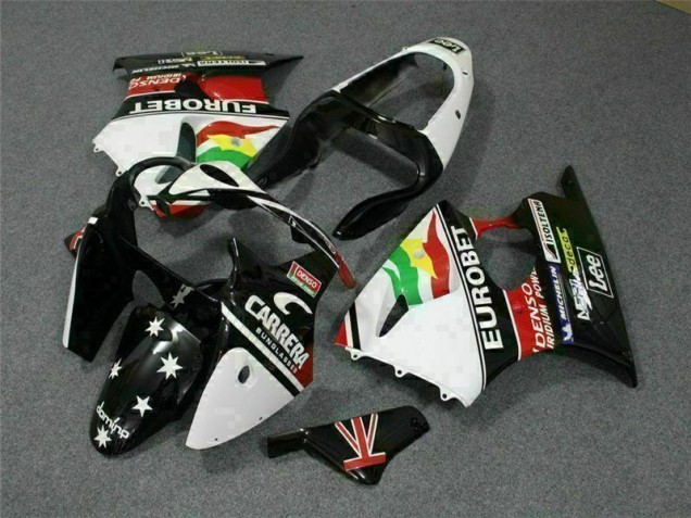 Loja Carenagem Moto Kawasaki ZX6R 00-02 - Preto Branco Eurobet Loja Carenagem Moto Kawasaki ZX6R 00-02 - Preto Branco Eurobet