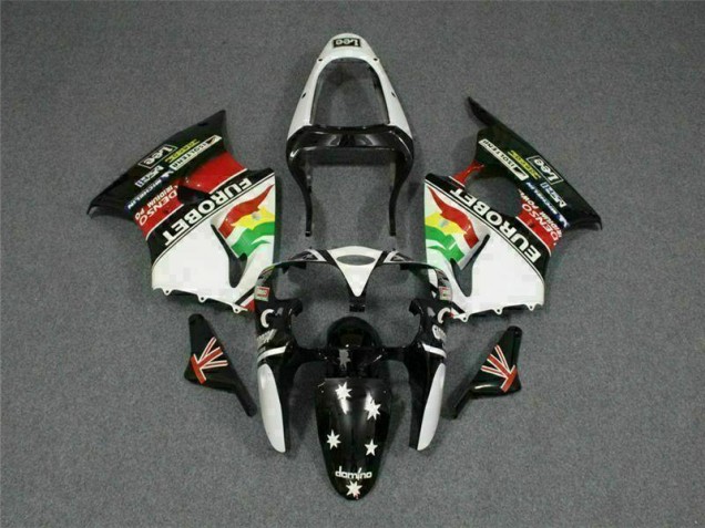 Loja Carenagem Moto Kawasaki ZX6R 00-02 - Preto Branco Eurobet Loja Carenagem Moto Kawasaki ZX6R 00-02 - Preto Branco Eurobet