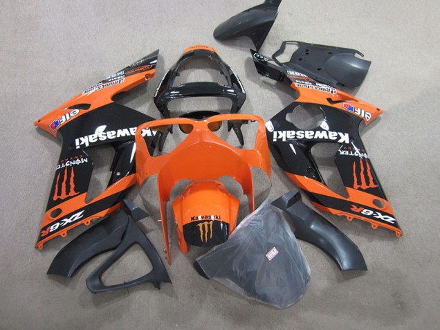 Loja Carenagem Moto Kawasaki ZX6R 03-04 - Preto Laranja Monster Loja Carenagem Moto Kawasaki ZX6R 03-04 - Preto Laranja Monster