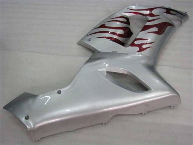 Loja Carenagem Moto Kawasaki ZX6R 05-06 - Prata Vermelho Chamas