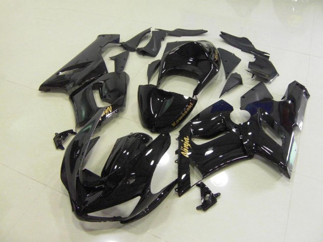 Loja Carenagem Moto Kawasaki ZX6R 05-06 - Preto Brilhante Ouro Decalques Loja Carenagem Moto Kawasaki ZX6R 05-06 - Preto Brilhante Ouro Decalques