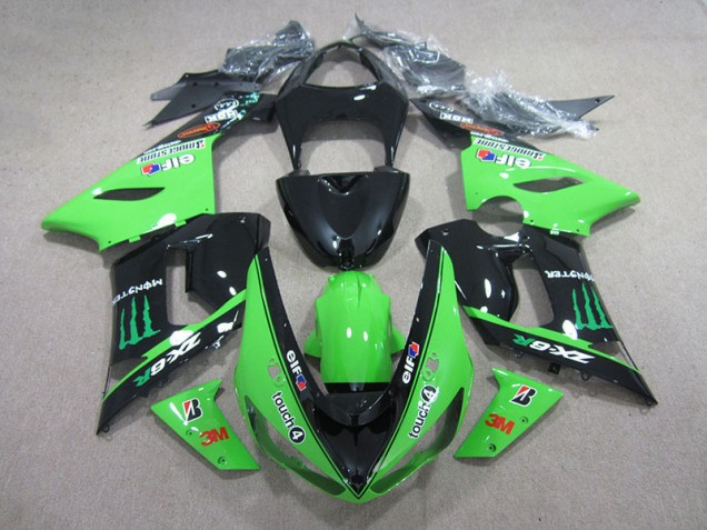Loja Carenagem Moto Kawasaki ZX6R 05-06 - Preto Verde 3M Touch4 Monster Loja Carenagem Moto Kawasaki ZX6R 05-06 - Preto Verde 3M Touch4 Monster