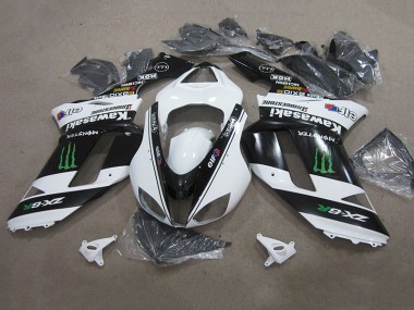 Loja Carenagem Moto Kawasaki ZX6R 07-08 - Preto Branco Monster
