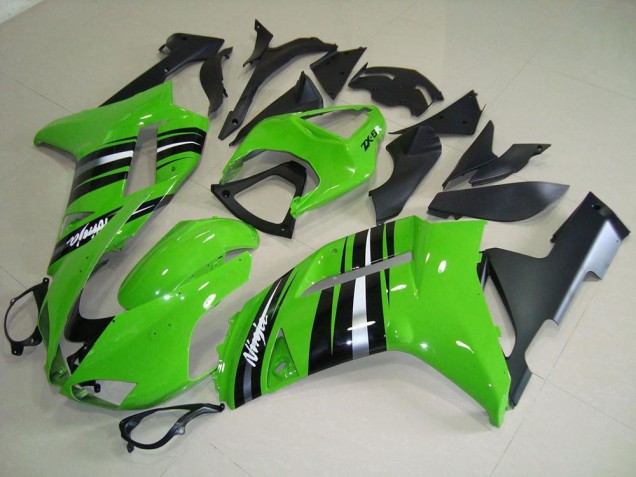 Loja Carenagem Moto Kawasaki ZX6R 07-08 - Verde & Prata Listra Loja Carenagem Moto Kawasaki ZX6R 07-08 - Verde & Prata Listra