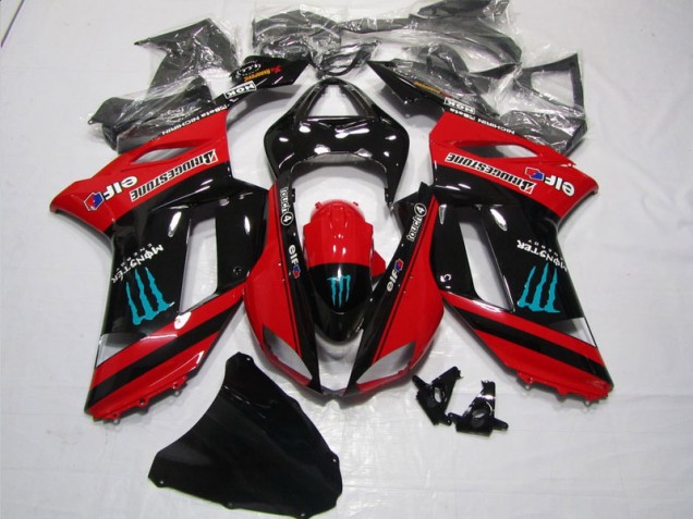 Loja Carenagem Moto Kawasaki ZX6R 07-08 - Vermelho Preto Monster