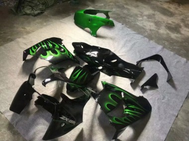 Loja Carenagem Moto Kawasaki ZX9R 00-01 - Preto Brilhante Verde Chama