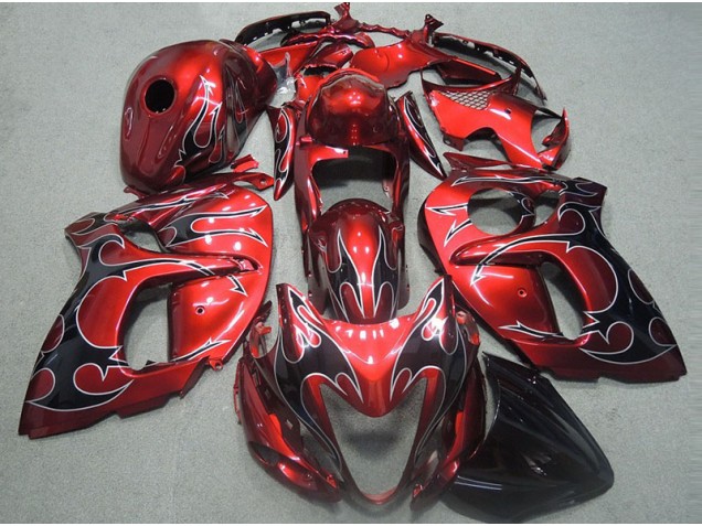 Loja Carenagem Moto Suzuki GSXR 1300 Hayabusa 96-07 - Vermelho & Preto Chama Loja Carenagem Moto Suzuki GSXR 1300 Hayabusa 96-07 - Vermelho & Preto Chama