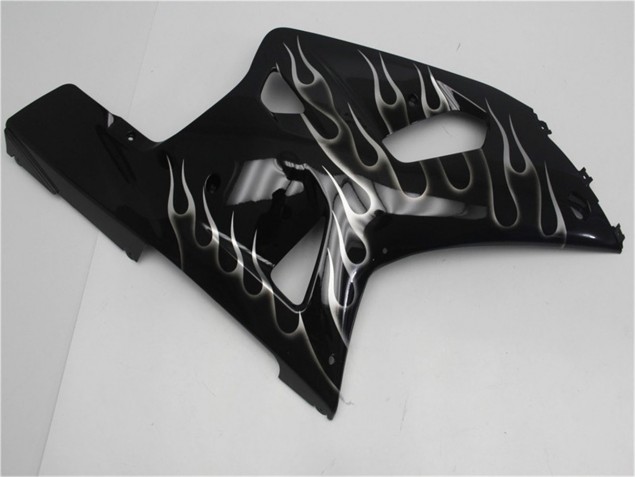 Loja Carenagem Moto Suzuki GSXR 600 / 750 K1 K2 K3 01-03 - Preto Branco Chama Loja Carenagem Moto Suzuki GSXR 600 / 750 K1 K2 K3 01-03 - Preto Branco Chama