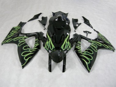 Loja Carenagem Moto Suzuki GSXR 600 K6 06-07 - Preto Verde Chama