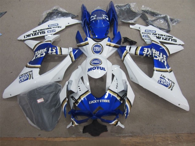 Loja Carenagem Moto Suzuki GSXR 600 K8 08-10 - Branco Lucky Strike Azul Motul Loja Carenagem Moto Suzuki GSXR 600 K8 08-10 - Branco Lucky Strike Azul Motul