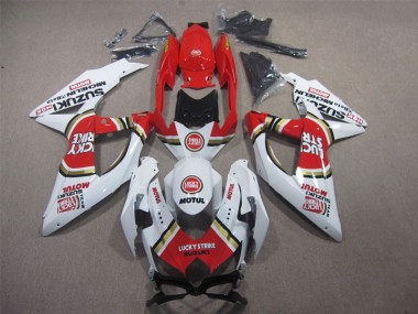 Loja Carenagem Moto Suzuki GSXR 600 K8 08-10 - Branco Lucky Strike Vermelho Motul