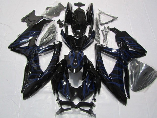Loja Carenagem Moto Suzuki GSXR 600 K8 08-10 - Preto Azul Chama Loja Carenagem Moto Suzuki GSXR 600 K8 08-10 - Preto Azul Chama
