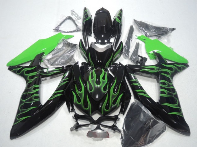 Loja Carenagem Moto Suzuki GSXR 600 K8 08-10 - Preto Verde Chama Loja Carenagem Moto Suzuki GSXR 600 K8 08-10 - Preto Verde Chama