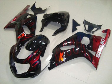 Loja Carenagem Moto Suzuki GSXR 750 K1 K2 K3 01-03 - Preto Vermelho Chama