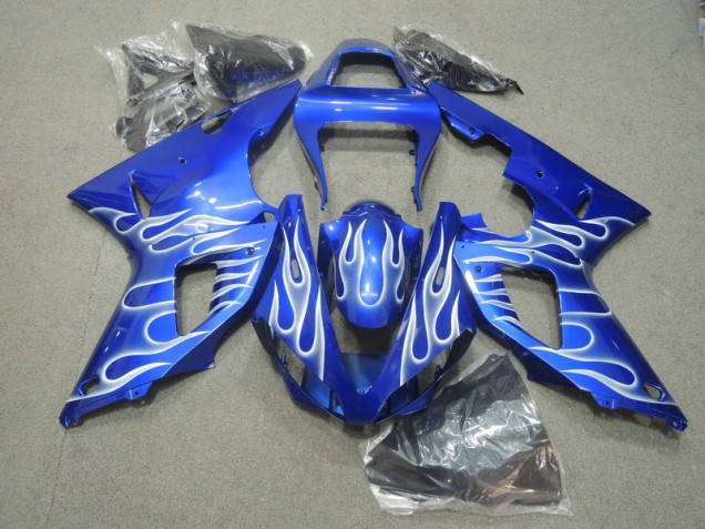Loja Carenagem Moto Yamaha R1 00-01 - Azul Branco Chama