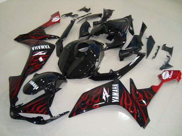 Loja Carenagem Moto Yamaha R1 07-08 - Preto Brilhante Chama Loja Carenagem Moto Yamaha R1 07-08 - Preto Brilhante Chama