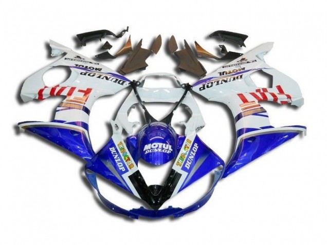 Loja Carenagem Moto Yamaha R6 03-05 - Branco Azul Fiat Motul Dunlop Loja Carenagem Moto Yamaha R6 03-05 - Branco Azul Fiat Motul Dunlop