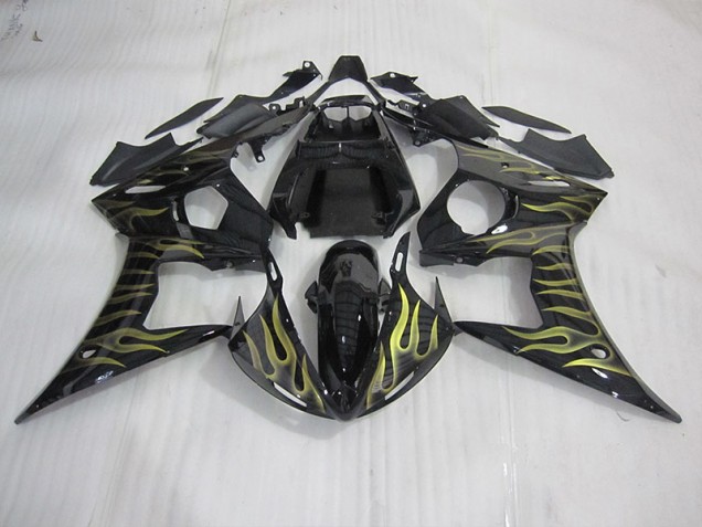 Loja Carenagem Moto Yamaha R6 03-05 - Preto & Amarelo Chama Loja Carenagem Moto Yamaha R6 03-05 - Preto & Amarelo Chama