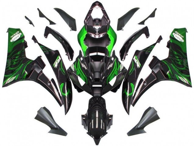 Loja Carenagem Moto Yamaha R6 06-07 - Preto Verde Chama Loja Carenagem Moto Yamaha R6 06-07 - Preto Verde Chama