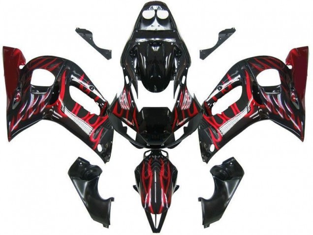 Loja Carenagem Moto Yamaha R6 98-02 - Preto Vermelho Chama Loja Carenagem Moto Yamaha R6 98-02 - Preto Vermelho Chama