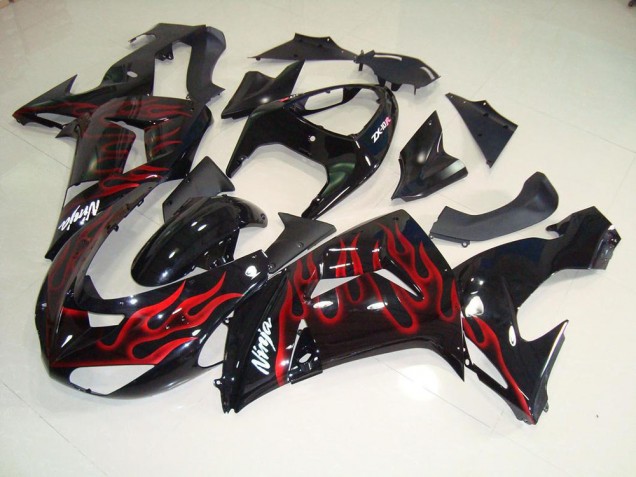 Loja Carenagem & Plástico Moto Kawasaki ZX10R 06-07 - Preto Vermelho Chama Loja Carenagem & Plástico Moto Kawasaki ZX10R 06-07 - Preto Vermelho Chama