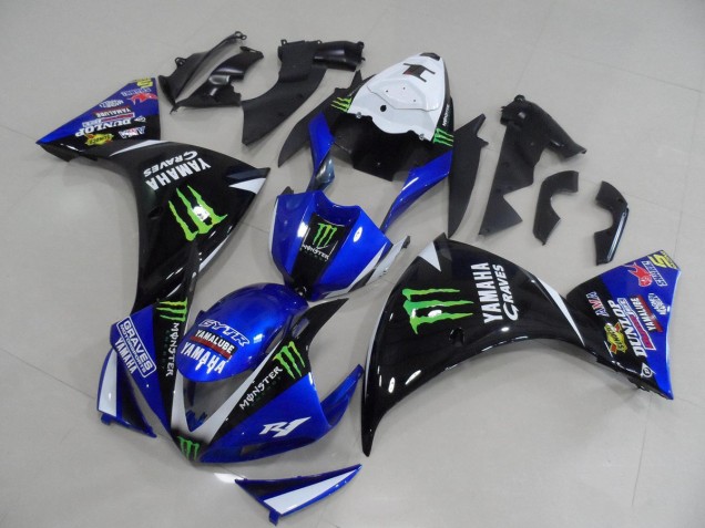 Loja Carenagem & Plástico Moto Yamaha R1 09-11 - Azul Preto Monster Loja Carenagem & Plástico Moto Yamaha R1 09-11 - Azul Preto Monster