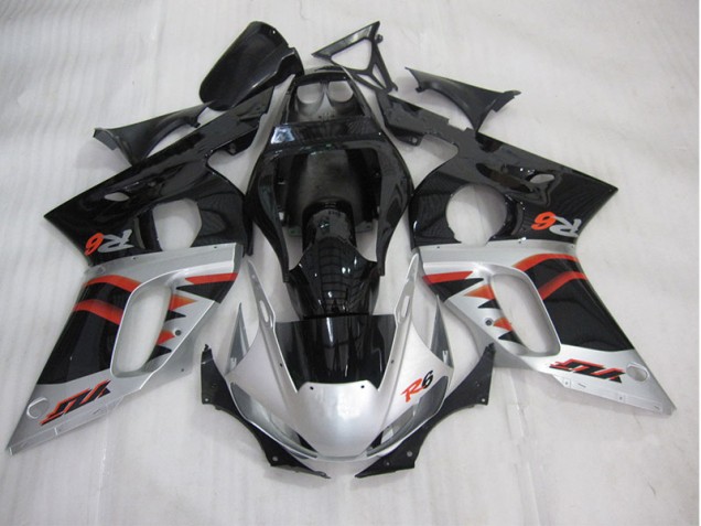Loja Injeção Kit Carenagem Moto Yamaha R6 98-02 - Preto Prata Loja Injeção Kit Carenagem Moto Yamaha R6 98-02 - Preto Prata