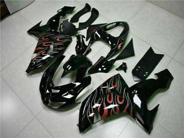 Loja Kit Carenagem Moto Kawasaki ZX10R 06-07 - Preto Vermelho Chama Loja Kit Carenagem Moto Kawasaki ZX10R 06-07 - Preto Vermelho Chama