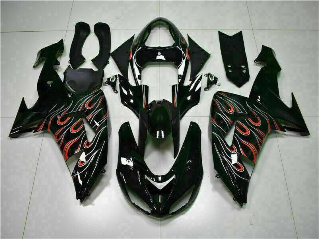Loja Kit Carenagem Moto Kawasaki ZX10R 06-07 - Preto Vermelho Chama Loja Kit Carenagem Moto Kawasaki ZX10R 06-07 - Preto Vermelho Chama