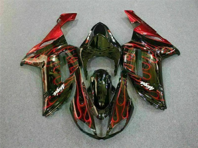 Loja Kit Carenagem Moto Kawasaki ZX6R 07-08 - Preto Vermelho Chama Loja Kit Carenagem Moto Kawasaki ZX6R 07-08 - Preto Vermelho Chama