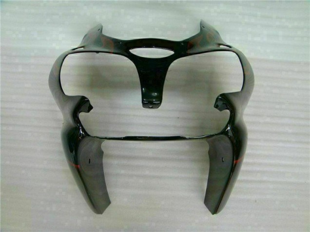 Loja Kit Completo Carenagem Moto Kawasaki ZX6R 00-02 - Preto Vermelho Chama Loja Kit Completo Carenagem Moto Kawasaki ZX6R 00-02 - Preto Vermelho Chama
