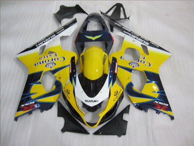 Loja Kit Completo Carenagem Moto Suzuki GSXR 600 K4 04-05 - Amarelo Azul Corona Extra Loja Kit Completo Carenagem Moto Suzuki GSXR 600 K4 04-05 - Amarelo Azul Corona Extra