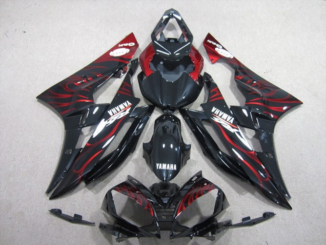 Loja Kits Carenagem Moto Yamaha R6 06-07 - Preto Vermelho Chama Loja Kits Carenagem Moto Yamaha R6 06-07 - Preto Vermelho Chama