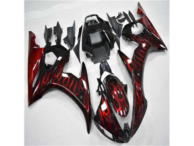 Loja Moto Plástico Yamaha R6 03-05 - Preto Vermelho Chama Loja Moto Plástico Yamaha R6 03-05 - Preto Vermelho Chama