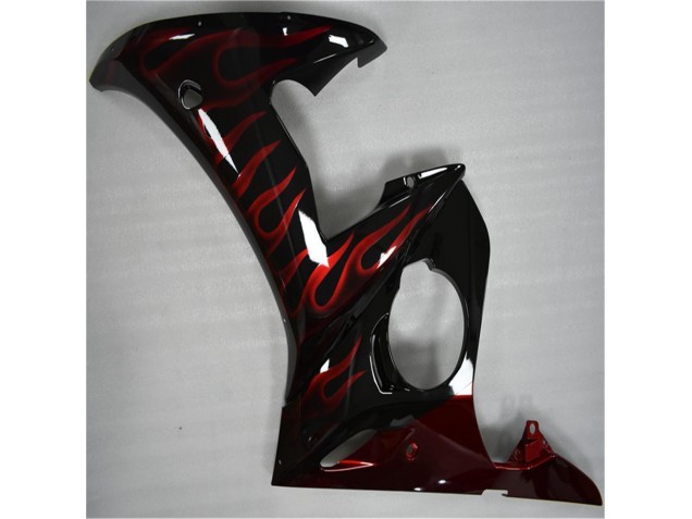 Loja Moto Plástico Yamaha R6 03-05 - Preto Vermelho Chama Loja Moto Plástico Yamaha R6 03-05 - Preto Vermelho Chama