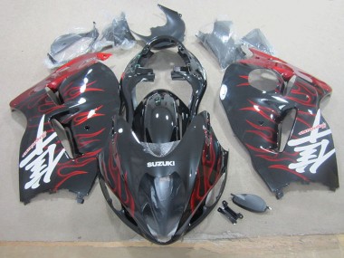 Loja Moto Plásticos Suzuki GSXR 1300 Hayabusa 96-07 - Preto Vermelho Chama
