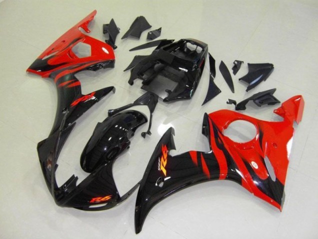 Loja Moto Plásticos Yamaha R6 03-05 - Preto Vermelho Chama Loja Moto Plásticos Yamaha R6 03-05 - Preto Vermelho Chama